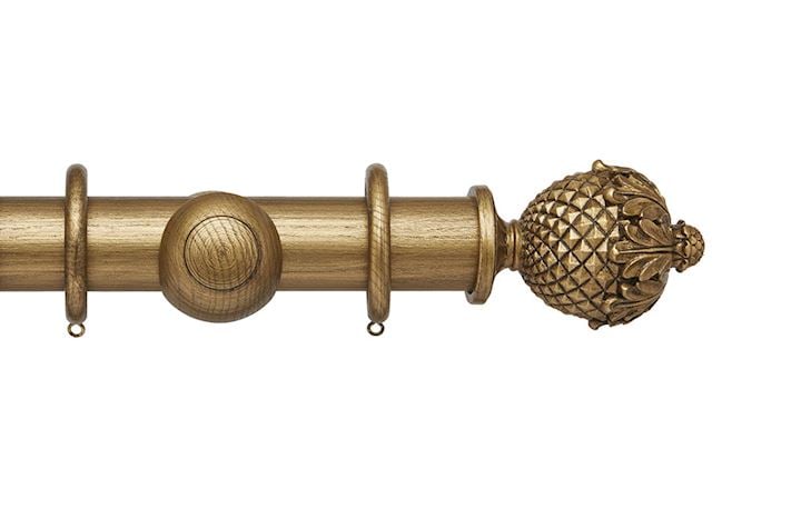 Hallis Ashbridge 45mm Baroque Gold Botanical Wooden Curtain Pole