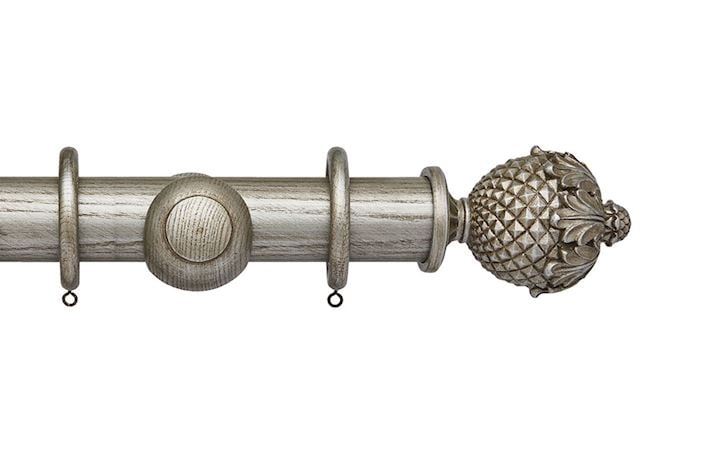 Hallis Ashbridge 45mm Baroque Silver Botanical Wooden Curtain Pole