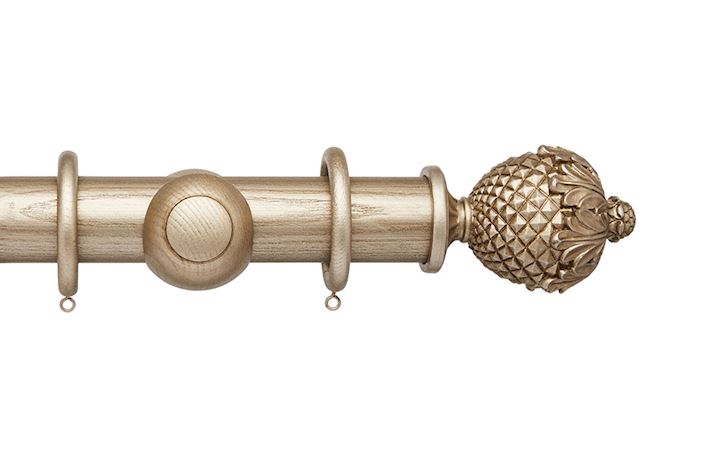 Hallis Ashbridge 45mm Champagne Gold Botanical Wooden Curtain Pole