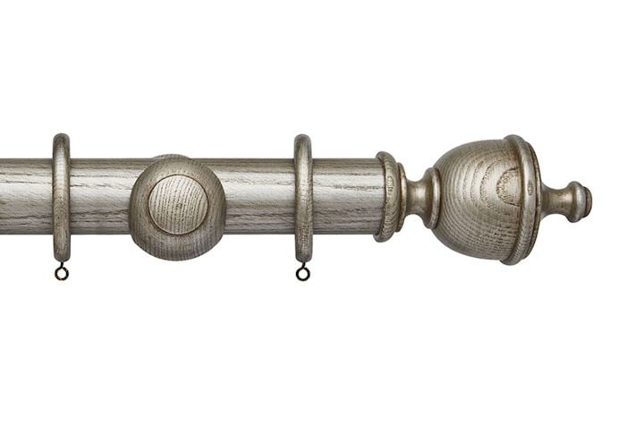 Hallis Ashbridge 45mm Baroque Silver Chatsworth Wooden Curtain Pole