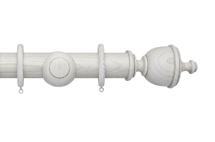 Hallis Ashbridge 45mm Parchment White Chatsworth Wooden Curtain Pole