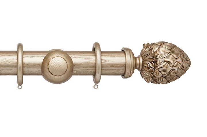 Hallis Ashbridge 45mm Champagne Gold Kew Wooden Curtain Pole