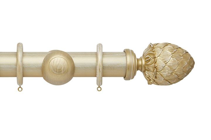 Hallis Ashbridge 45mm Gold over White Kew Wooden Curtain Pole