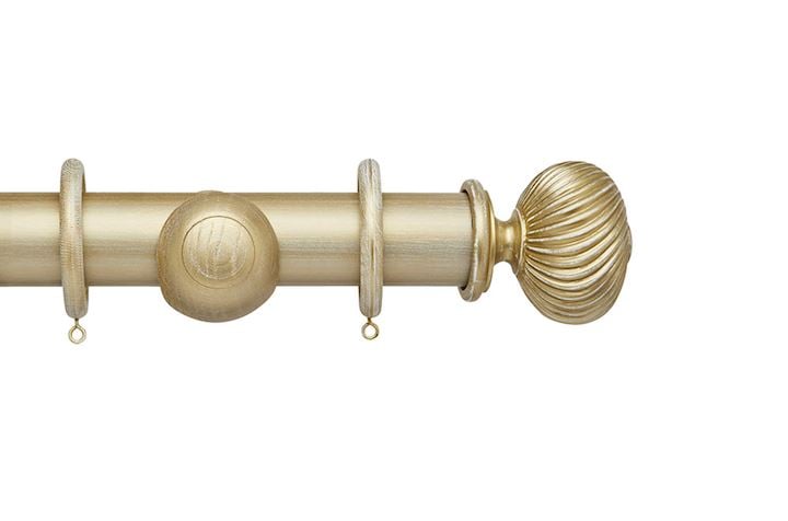 Hallis Ashbridge 45mm Gold over White Sezincote Wooden Curtain Pole