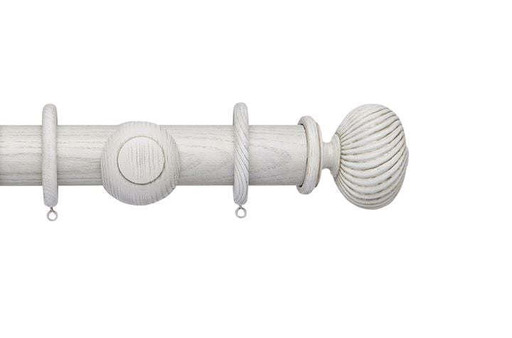 Hallis Ashbridge 45mm Parchment White Sezincote Wooden Curtain Pole