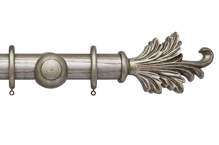 Hallis Ashbridge 45mm Baroque Silver Tatton Wooden Curtain Pole