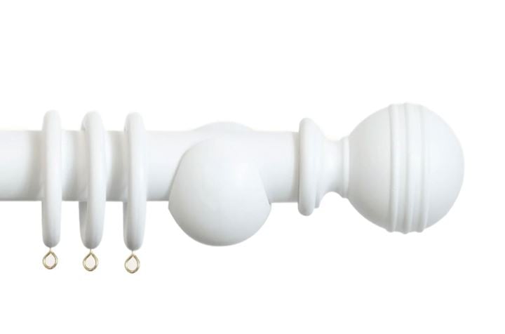 Laura Ashley 35mm Ribbed Ball Wooden Curtain Pole Cotton White