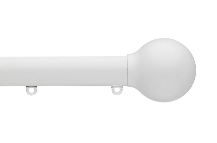 Silent Gliss 30mm Metropole Ball Matt White Curtain Pole