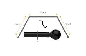 Universal 28mm Ball 3 Sided Bay Window Ceiling Fitted Curtain Pole Black