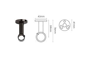 Rolls Neo 28mm Ball 3 Sided Bay Window Ceiling Fixed Curtain Pole Black Nickel - Thumbnail 4