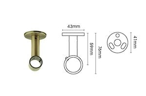 Rolls Neo 28mm Ball 3 Sided Bay Window Ceiling Fixed Curtain Pole Spun Brass - Thumbnail 4