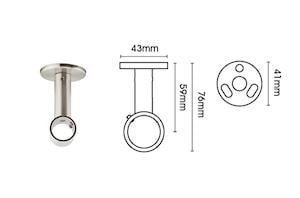 Rolls Neo 28mm Ball 3 Sided Bay Window Ceiling Fixed Curtain Pole Stainless Steel - Thumbnail 4