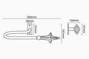 Artisan Extended Spear Black Wrought Iron Curtain Holdback - Thumbnail 2