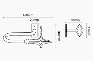 Artisan Spear Black Wrought Iron Curtain Holdback - Thumbnail 2