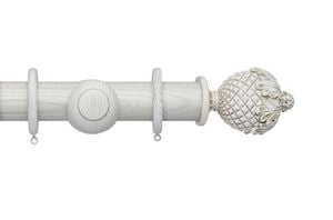 Hallis Ashbridge 45mm Parchment White Botanical Wooden Curtain Pole - Thumbnail 1