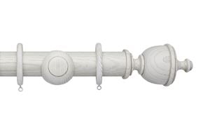 Hallis Ashbridge 45mm Parchment White Chatsworth Wooden Curtain Pole - Thumbnail 1