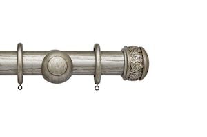 Hallis Ashbridge 45mm Baroque Silver Claremont Wooden Curtain Pole - Thumbnail 1