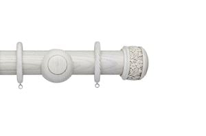 Hallis Ashbridge 45mm Parchment White Claremont Wooden Curtain Pole - Thumbnail 1