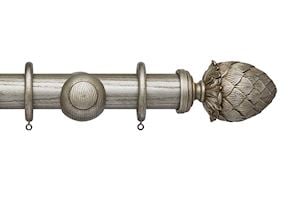 Hallis Ashbridge 45mm Baroque Silver Kew Wooden Curtain Pole