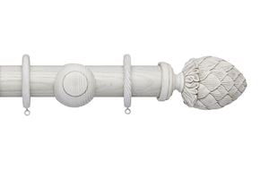 Hallis Ashbridge 45mm Parchment White Kew Wooden Curtain Pole - Thumbnail 1