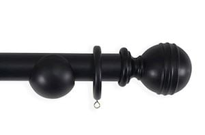 Laura Ashley 35mm Ribbed Ball Wooden Curtain Pole Black - Thumbnail 1