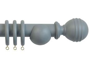 Laura Ashley 35mm Ribbed Ball Wooden Curtain Pole Dark Slate