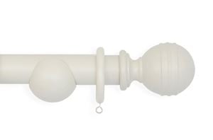 Laura Ashley 35mm Ribbed Ball Wooden Curtain Pole Soft Natural - Thumbnail 1