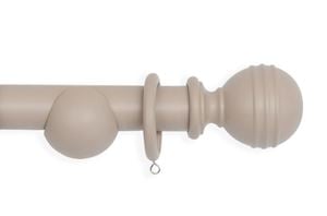 Laura Ashley 35mm Ribbed Ball Wooden Curtain Pole Truffle - Thumbnail 1